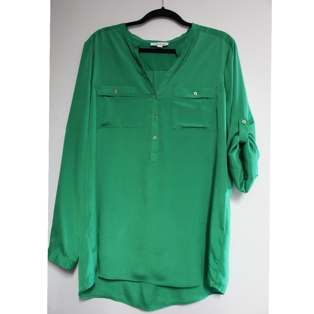 🌻CALVIN KLEIN ~ Green blouse (Large)